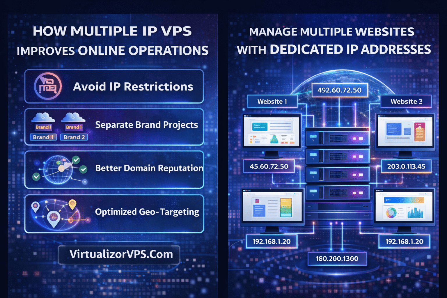 Manage Multiple Websites with Dedicated IP Addresses - VirtualizorVPS